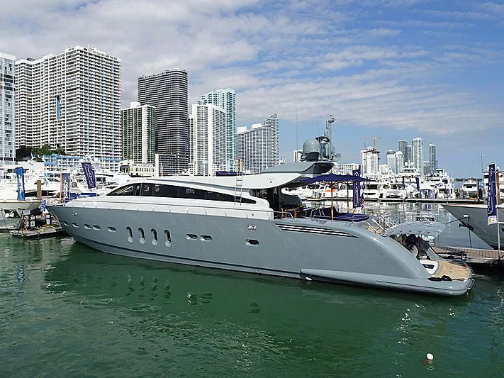 a boat in a harbor aboard VELOCE Yacht for Sale