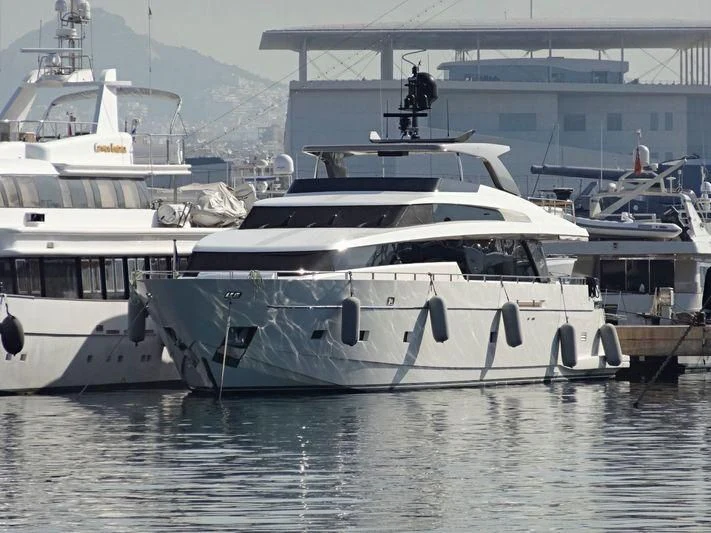 a group of boats in a harbor aboard MONKEY Yacht for Sale