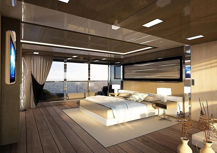 a large room with a large window aboard REALE PACIFICO 32#1 Yacht for Sale
