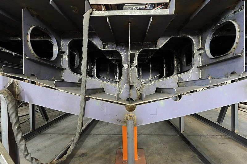 a large metal structure with pipes aboard REALE PACIFICO 32#1 Yacht for Sale