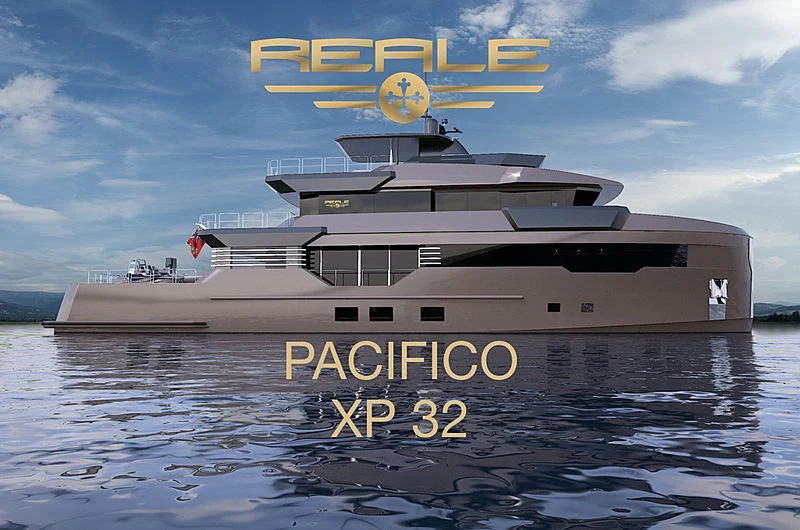 a large ship in the water aboard REALE PACIFICO 32#1 Yacht for Sale