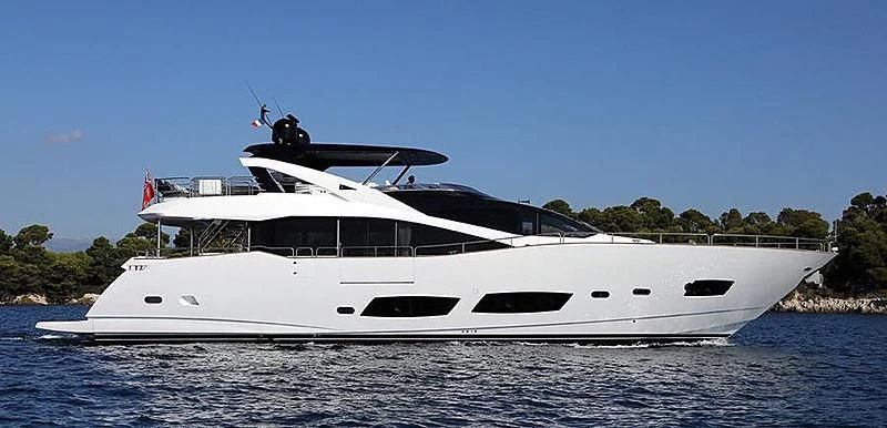 a white yacht on the water aboard GELATO Yacht for Sale