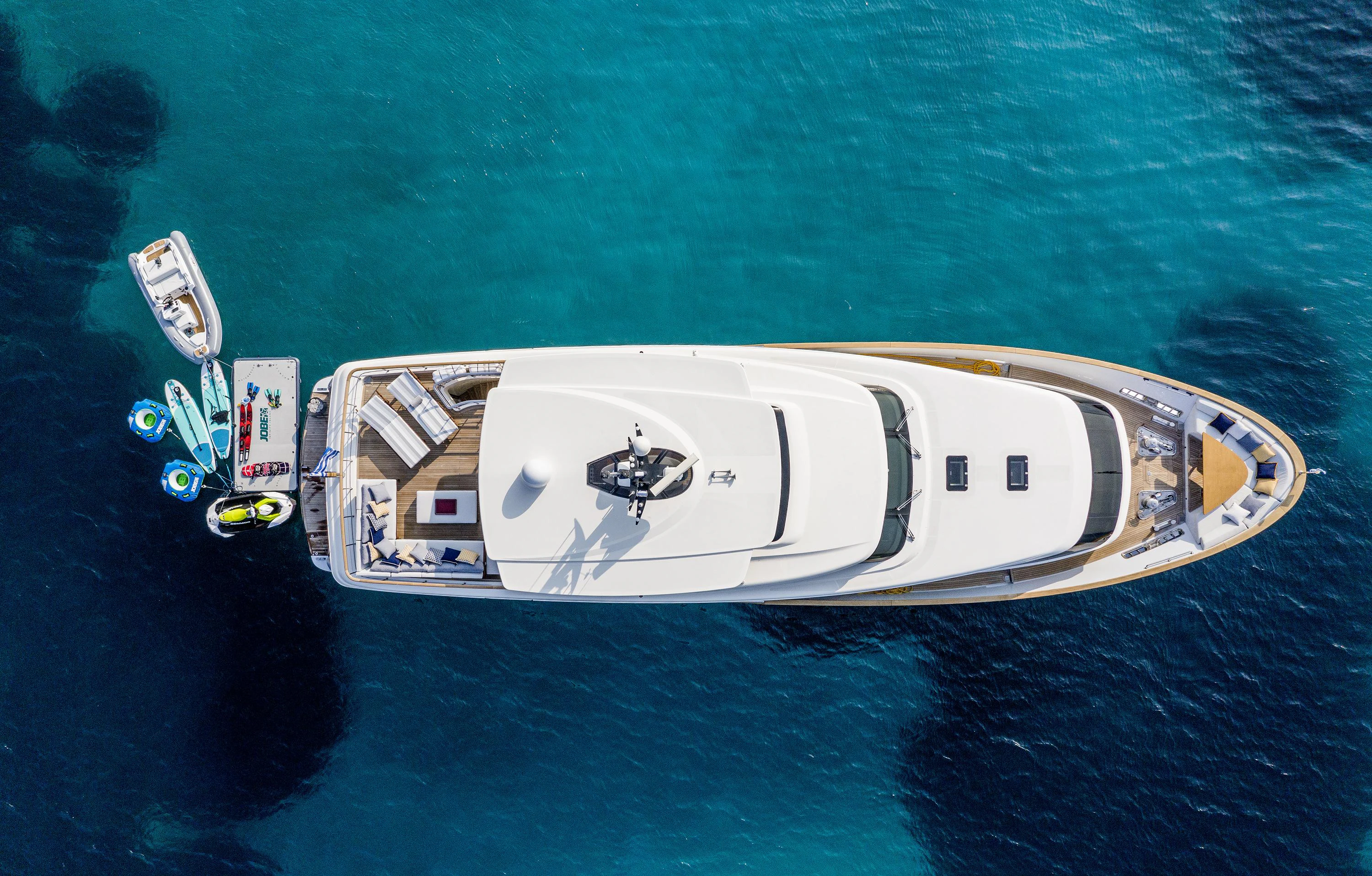 a high angle view of a ship aboard ELYSIUM Yacht for Sale