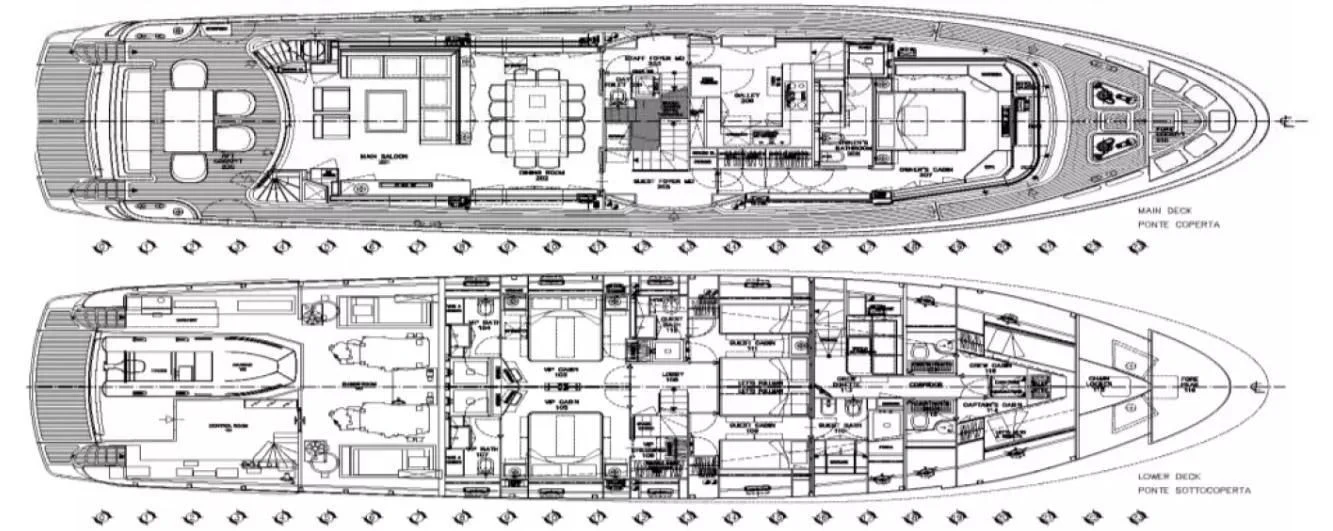 diagram, engineering drawing aboard ELYSIUM Yacht for Sale