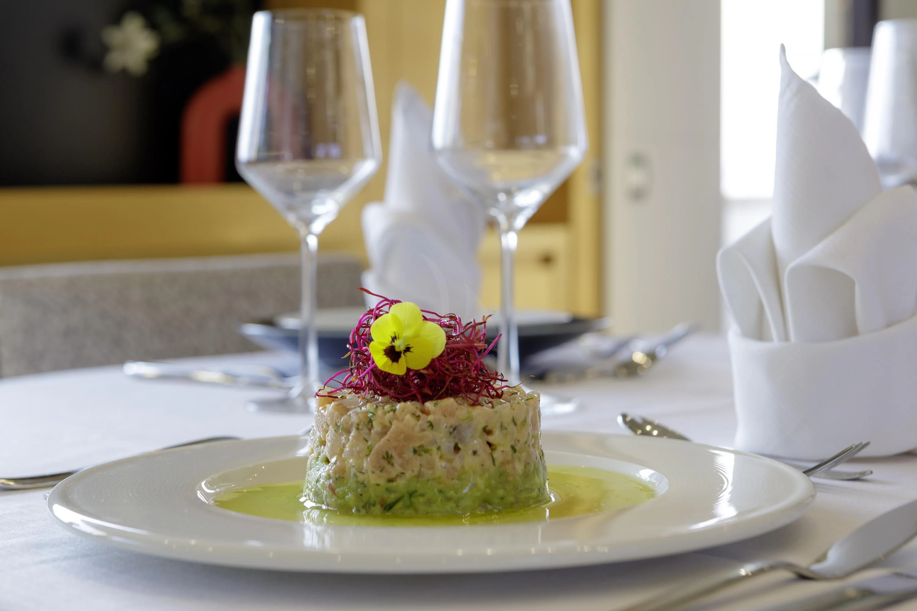 a dessert on a plate aboard ELYSIUM Yacht for Sale