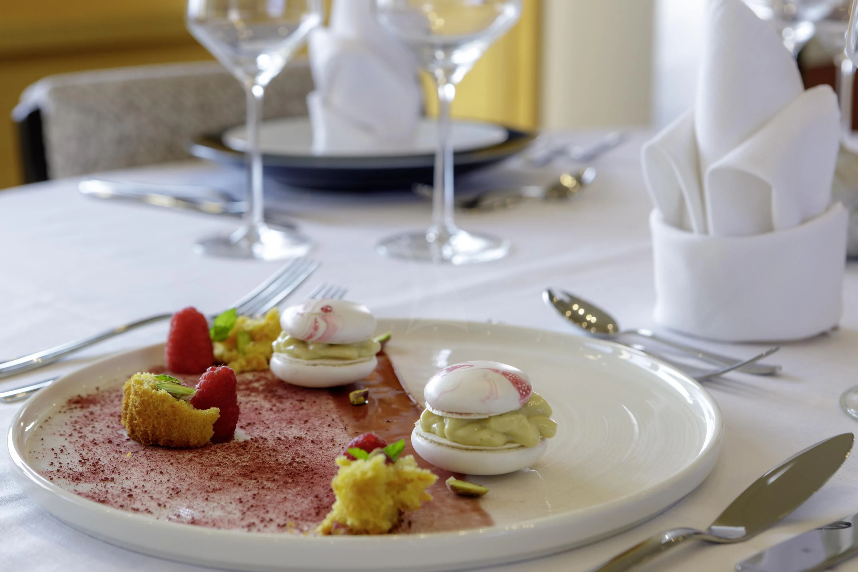 a plate of desserts aboard ELYSIUM Yacht for Sale