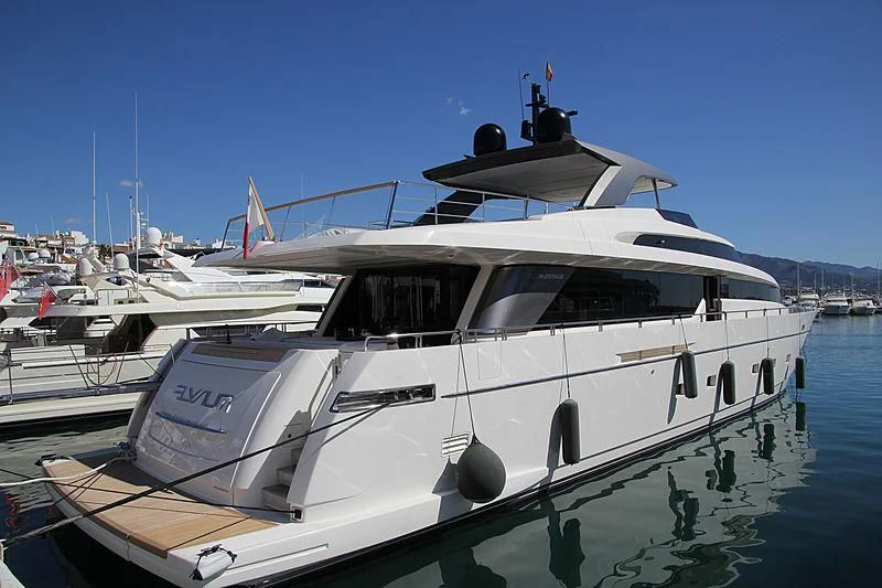 a white yacht in the water aboard ELYSIUM Yacht for Sale