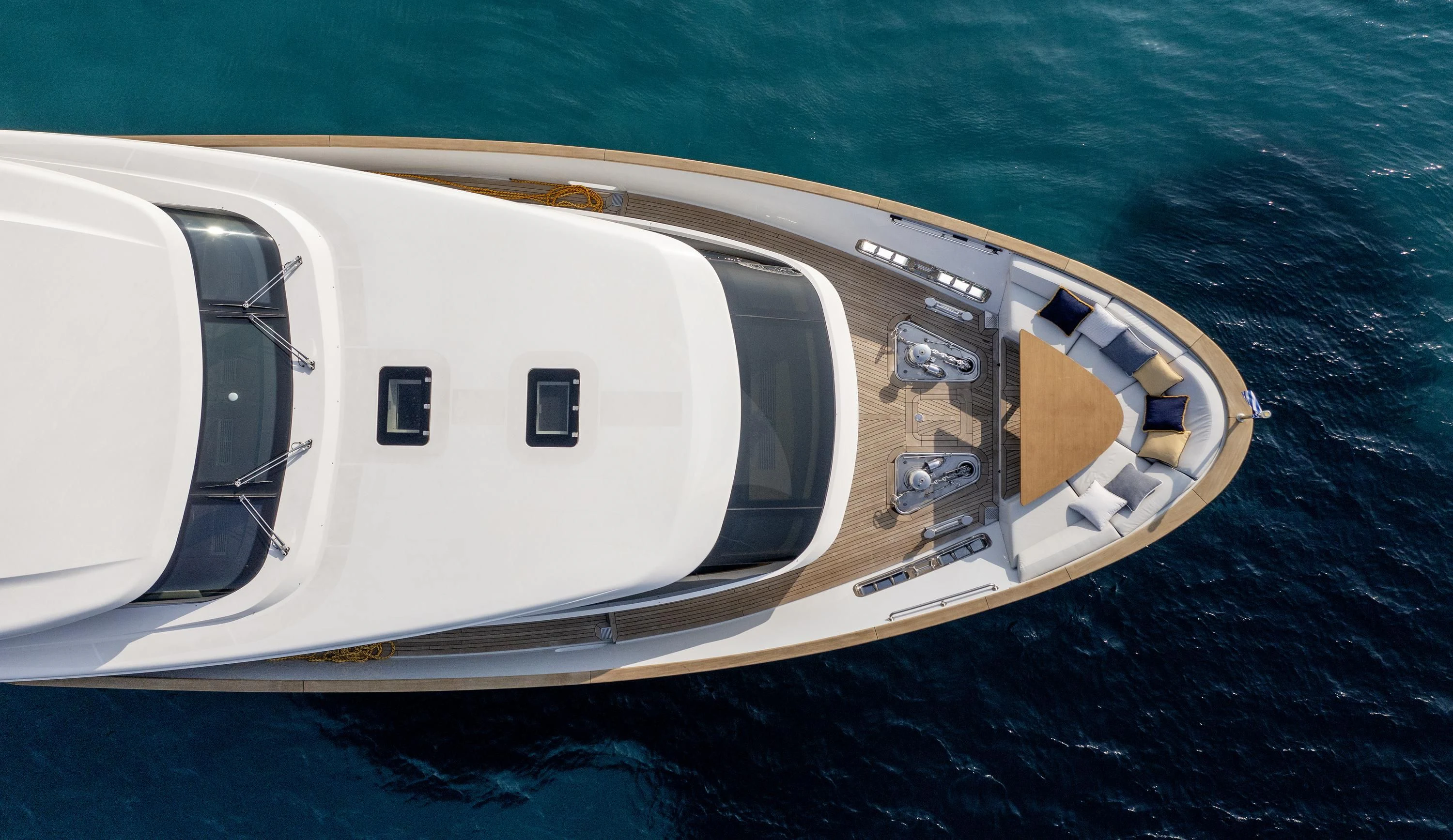 a white ship on the water aboard ELYSIUM Yacht for Sale