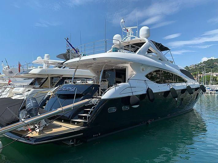 a boat is parked in the water aboard KAPUSHA Yacht for Sale