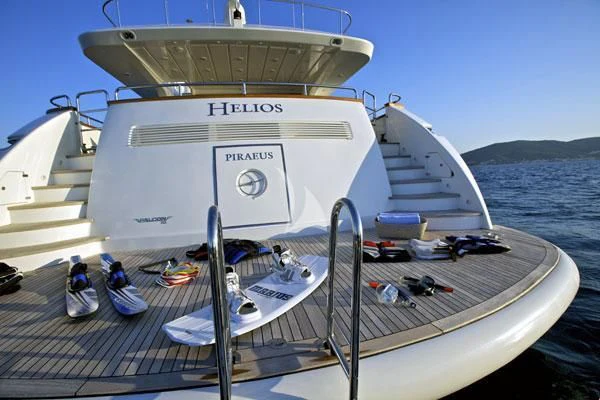 a boat on the water aboard HELIOS Yacht for Charter