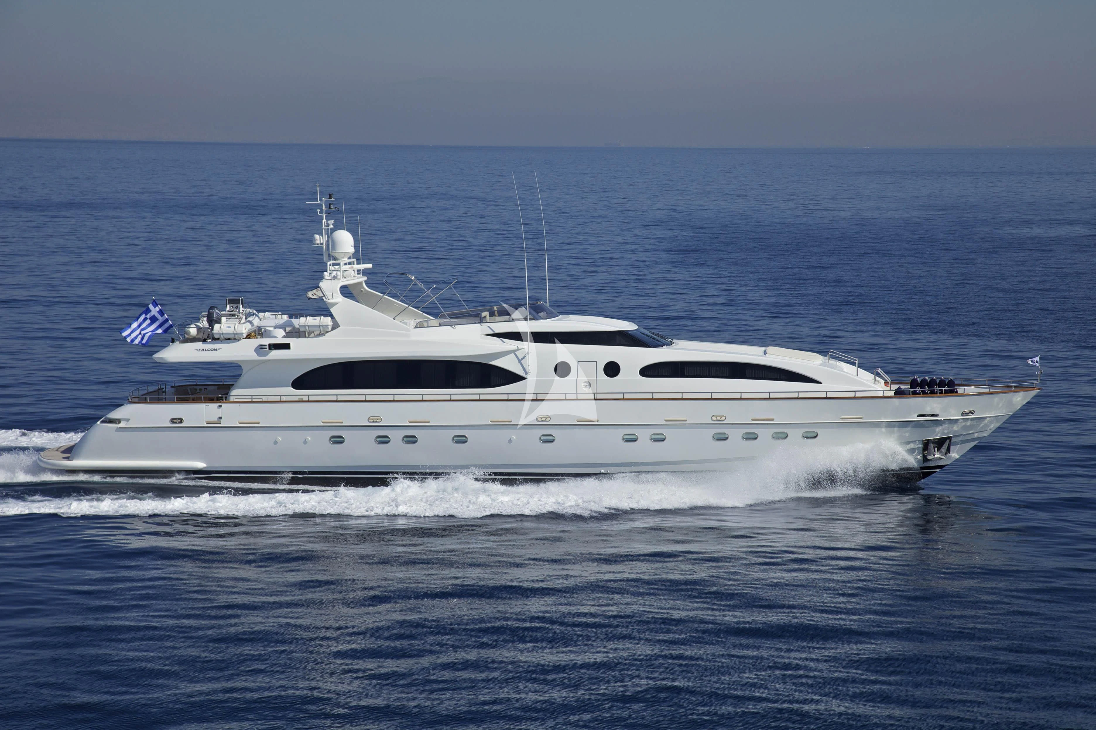 a white yacht on the water aboard HELIOS Yacht for Charter