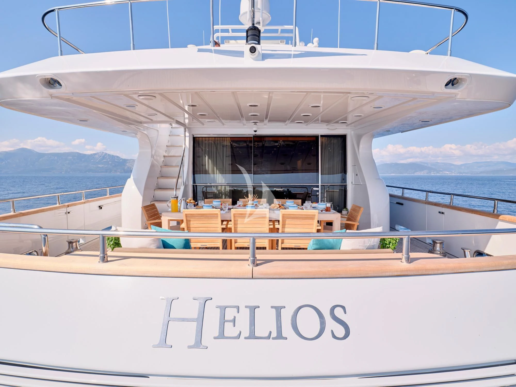 a boat on the water aboard HELIOS Yacht for Charter