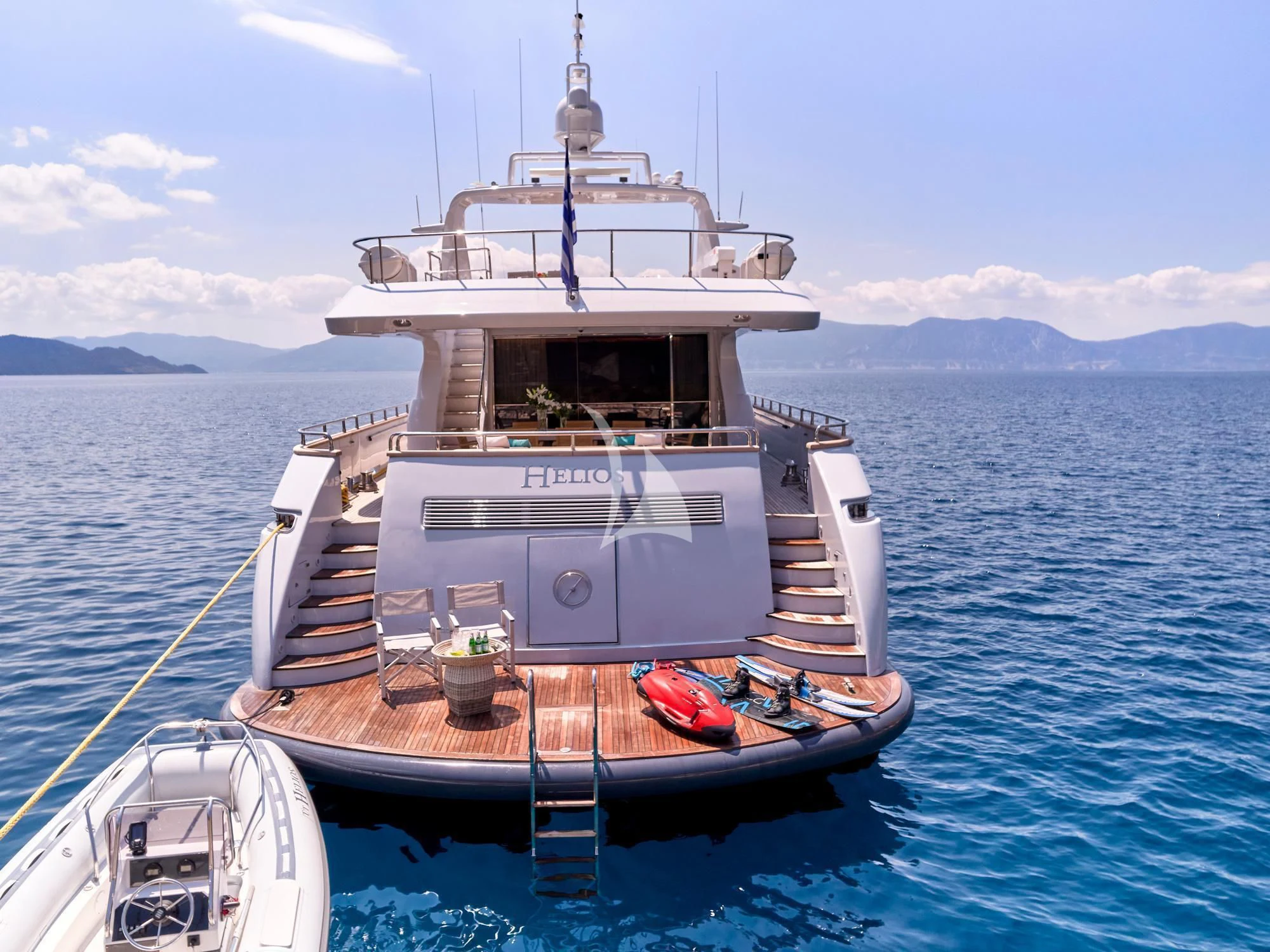 a boat in the water aboard HELIOS Yacht for Charter