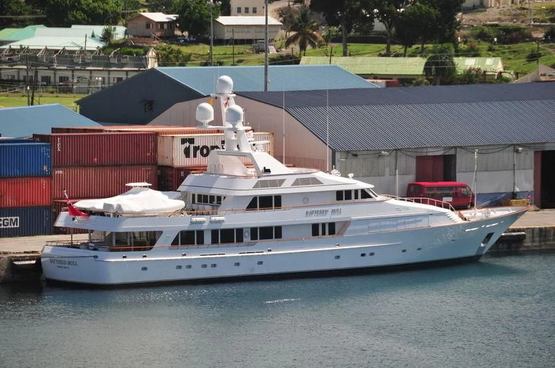 a large boat in a harbor aboard MARIA Yacht for Sale