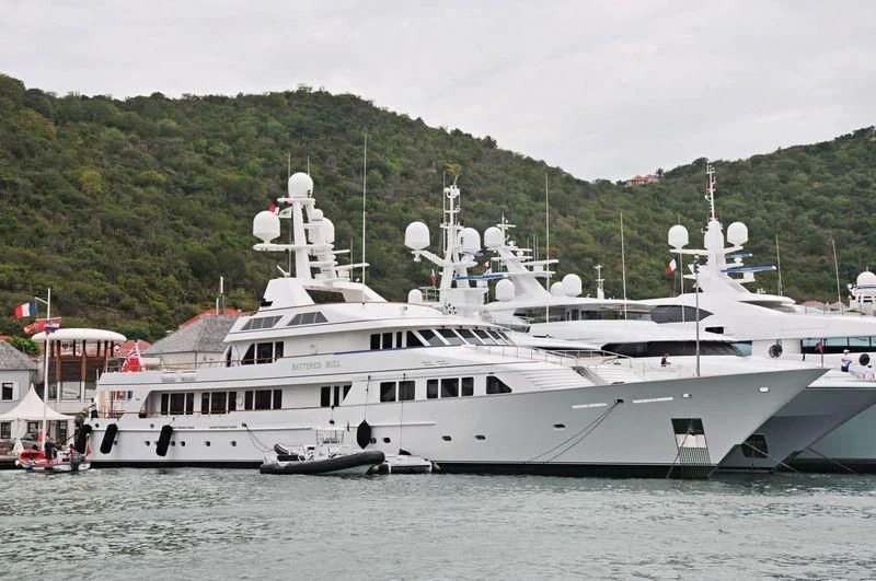 a large white boat in the water aboard MARIA Yacht for Sale