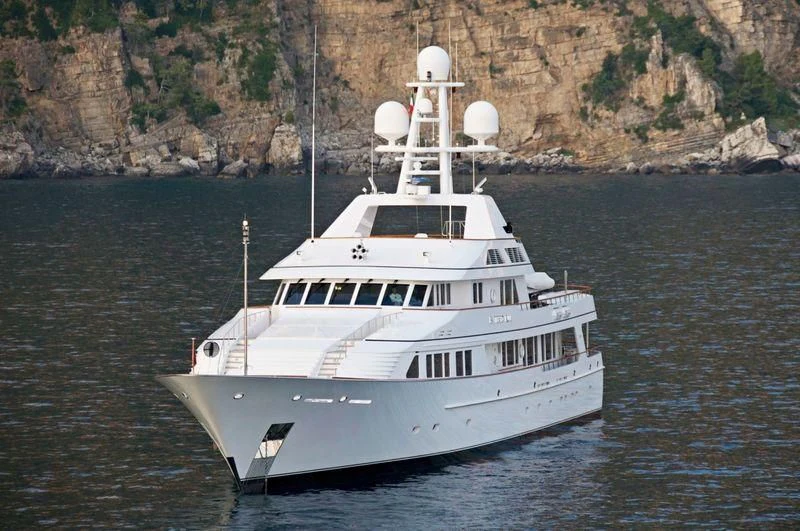 a white boat in the water aboard MARIA Yacht for Sale