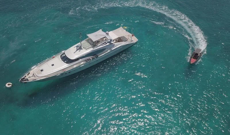 a boat in the water aboard ESCAPE Yacht for Sale
