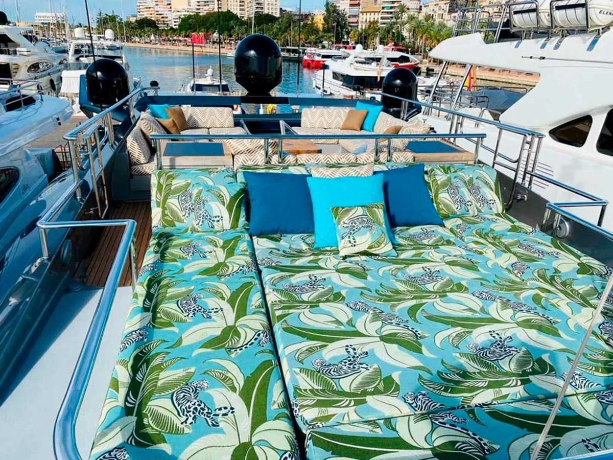 a bunch of boats are parked aboard ESCAPE Yacht for Sale