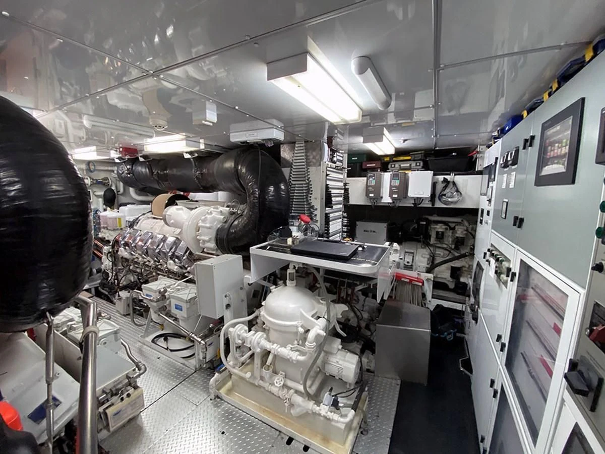a room with machinery aboard ESCAPE Yacht for Sale