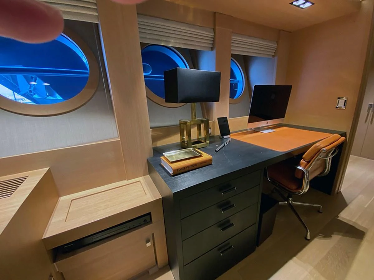 a room with a desk and a computer aboard ESCAPE Yacht for Sale