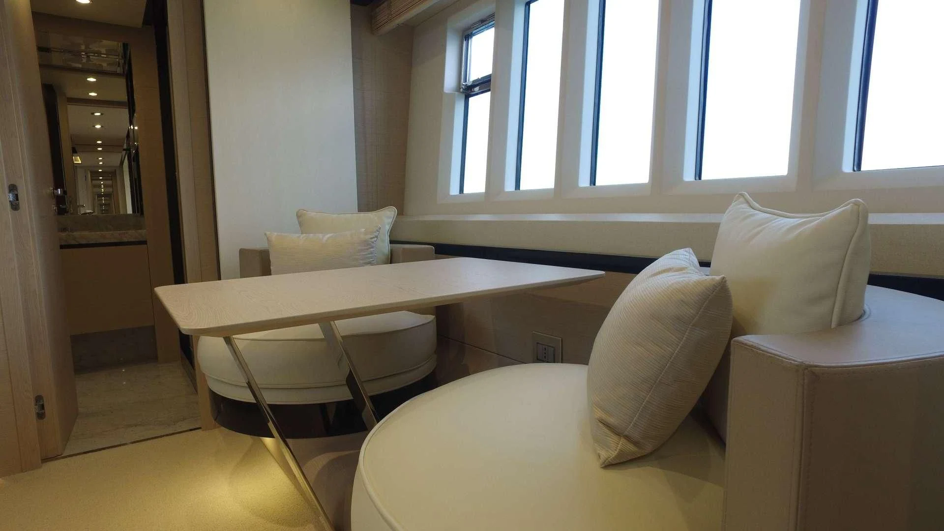 a room with a bed and a desk aboard SOLACE NT Yacht for Sale