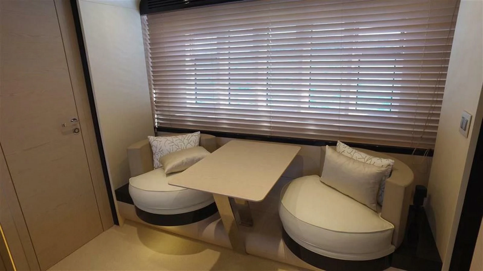 a room with a bed and a desk aboard SOLACE NT Yacht for Sale