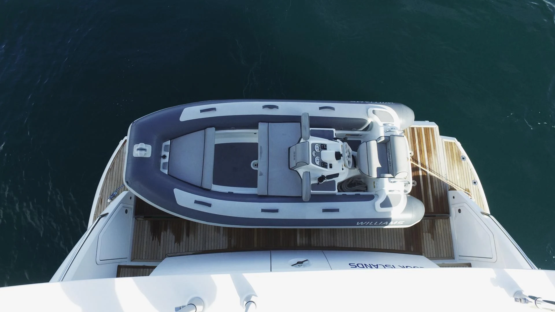 a white rectangular object with a black background aboard SOLACE NT Yacht for Sale