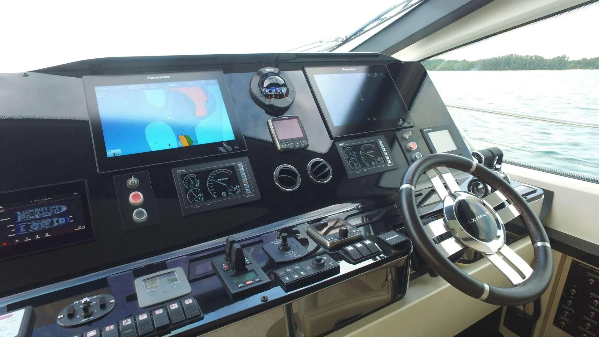 the inside of a car aboard SOLACE NT Yacht for Sale