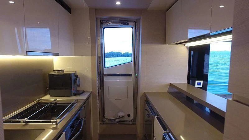 a room with a glass door aboard SOLACE NT Yacht for Sale