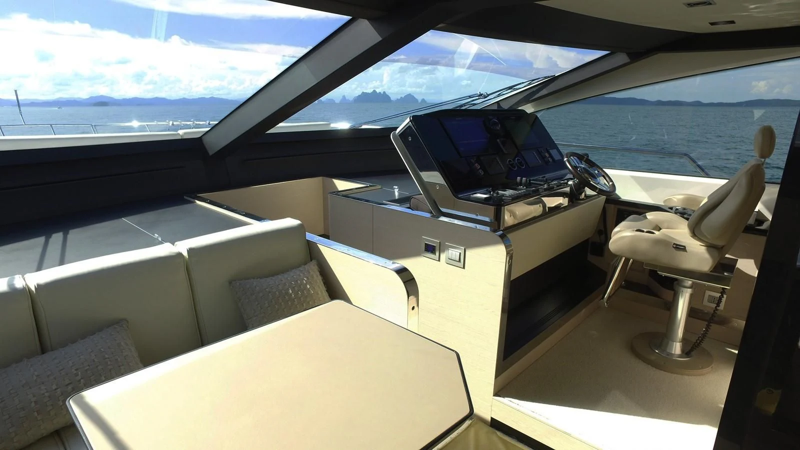 inside of a car aboard SOLACE NT Yacht for Sale