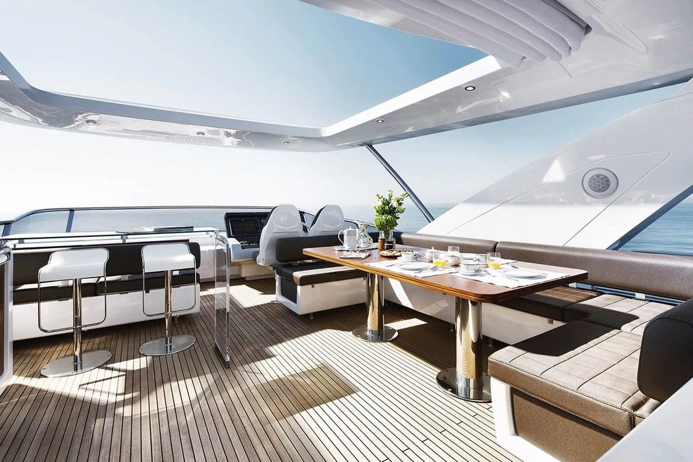 a room with a table and chairs aboard SOLACE NT Yacht for Sale
