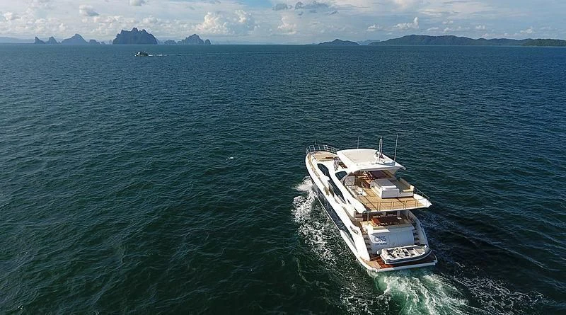 a boat in the water aboard SOLACE NT Yacht for Sale