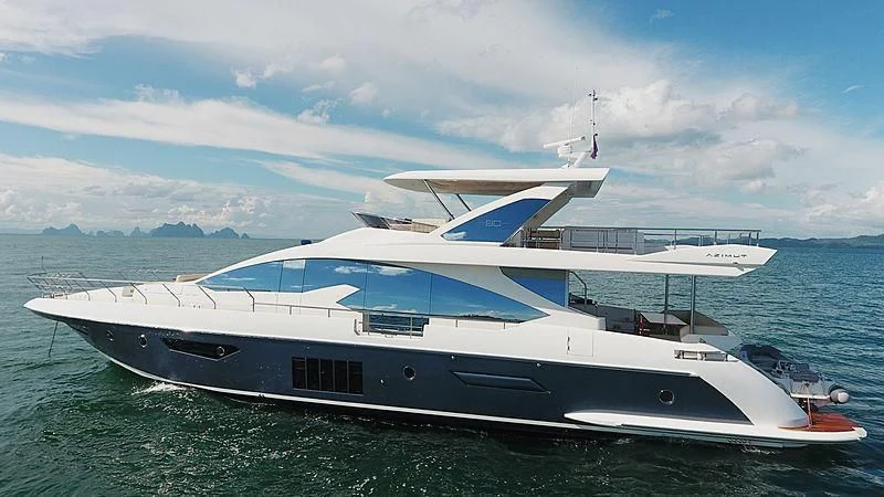 a white boat in the water aboard SOLACE NT Yacht for Sale