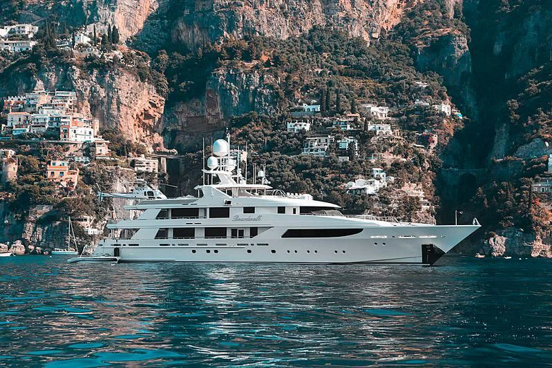a white yacht in the water aboard NIGHT HOWL Yacht for Sale
