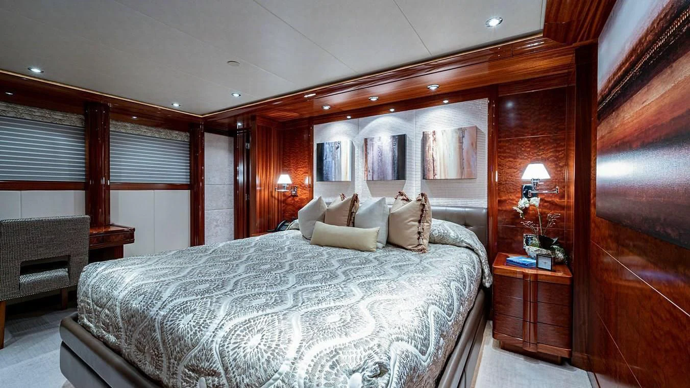a bed in a room aboard NIGHT HOWL Yacht for Sale