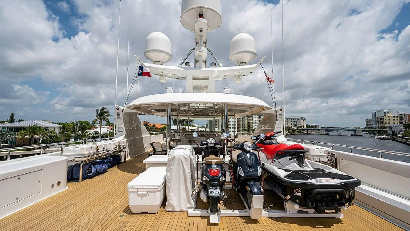 a boat on a dock aboard NIGHT HOWL Yacht for Sale