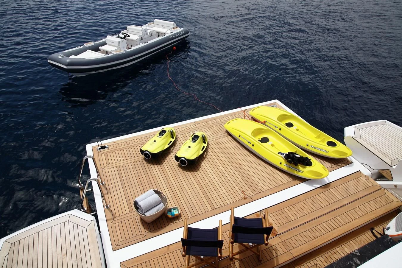 a boat on the water aboard WILLOW Yacht for Charter