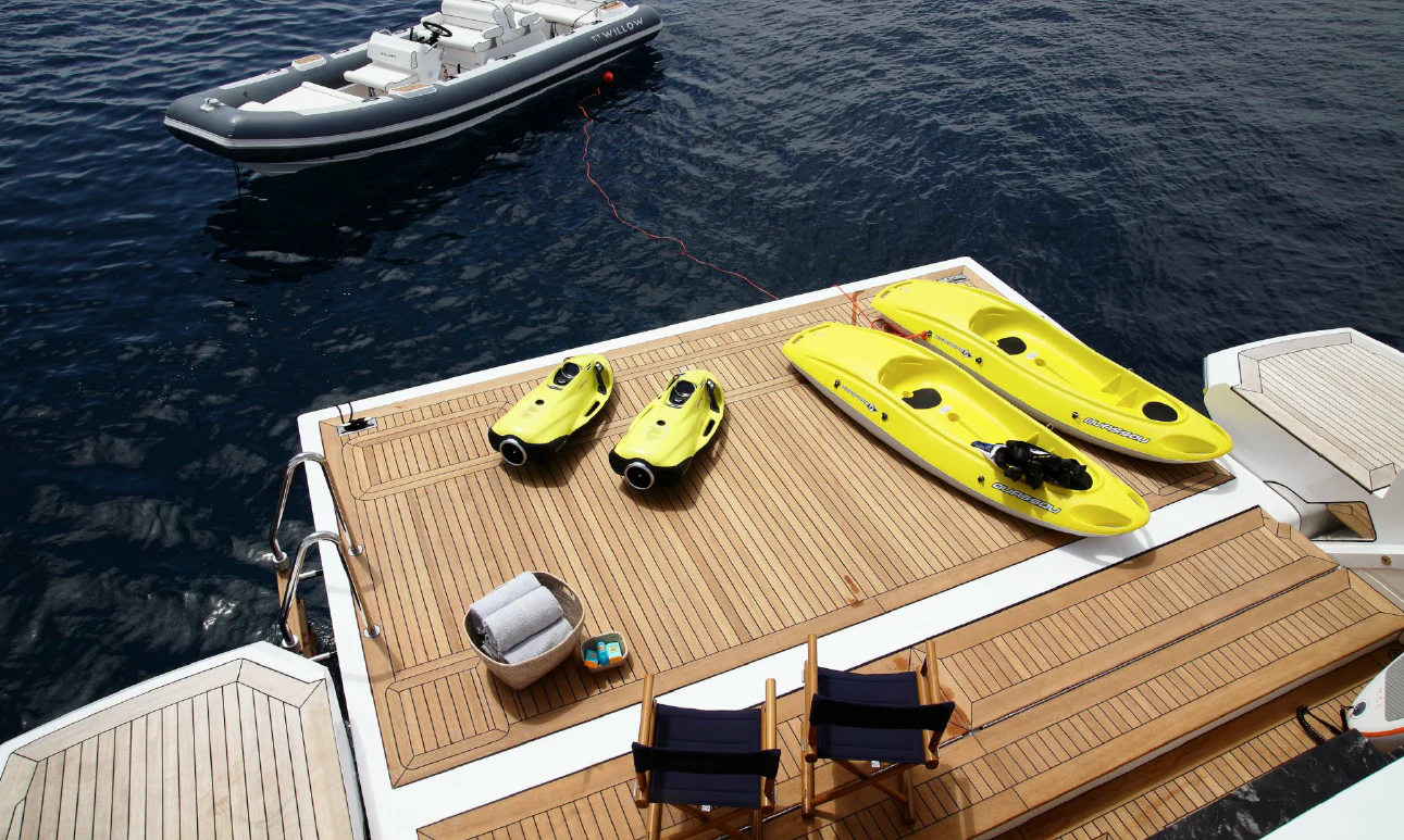 a boat on the water aboard WILLOW Yacht for Charter