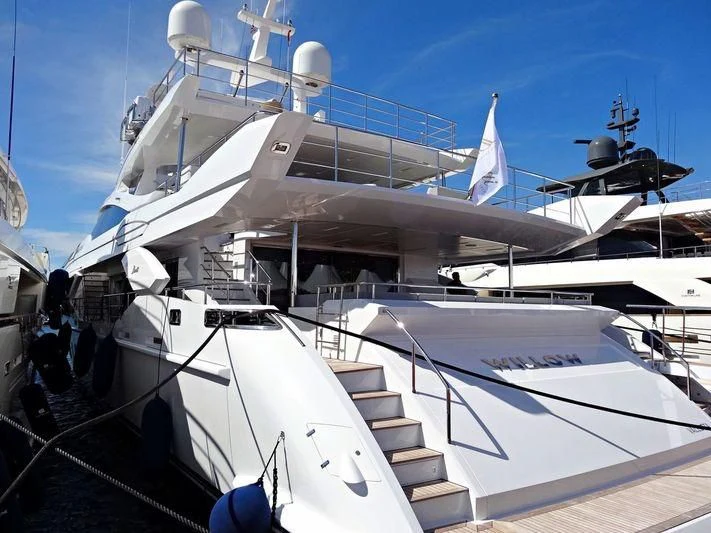 a large white boat with a propeller aboard WILLOW Yacht for Charter
