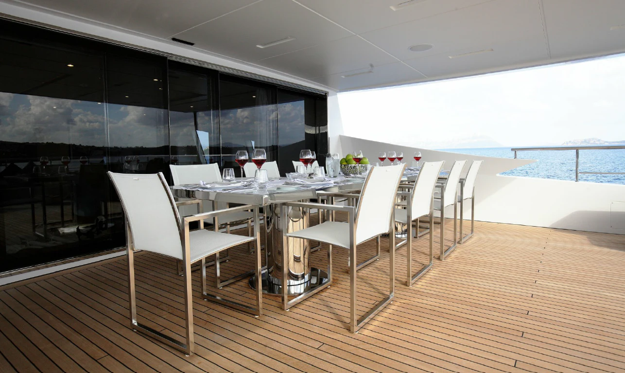 a table set for a meal aboard WILLOW Yacht for Charter