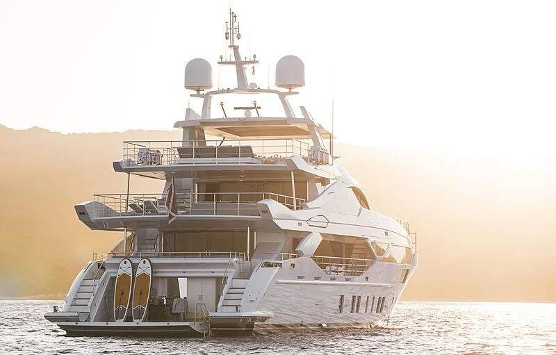a large ship on the water aboard WILLOW Yacht for Charter
