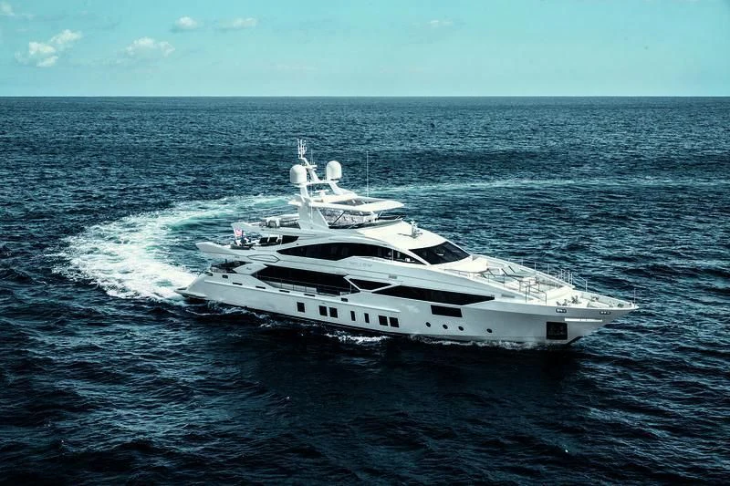a white yacht in the water aboard WILLOW Yacht for Charter