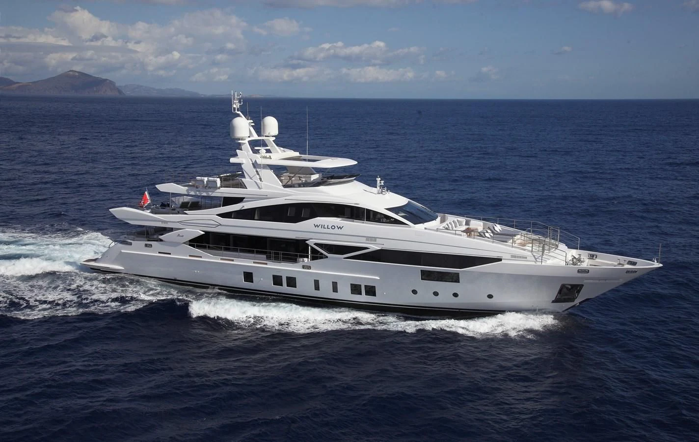 a large white yacht aboard WILLOW Yacht for Charter