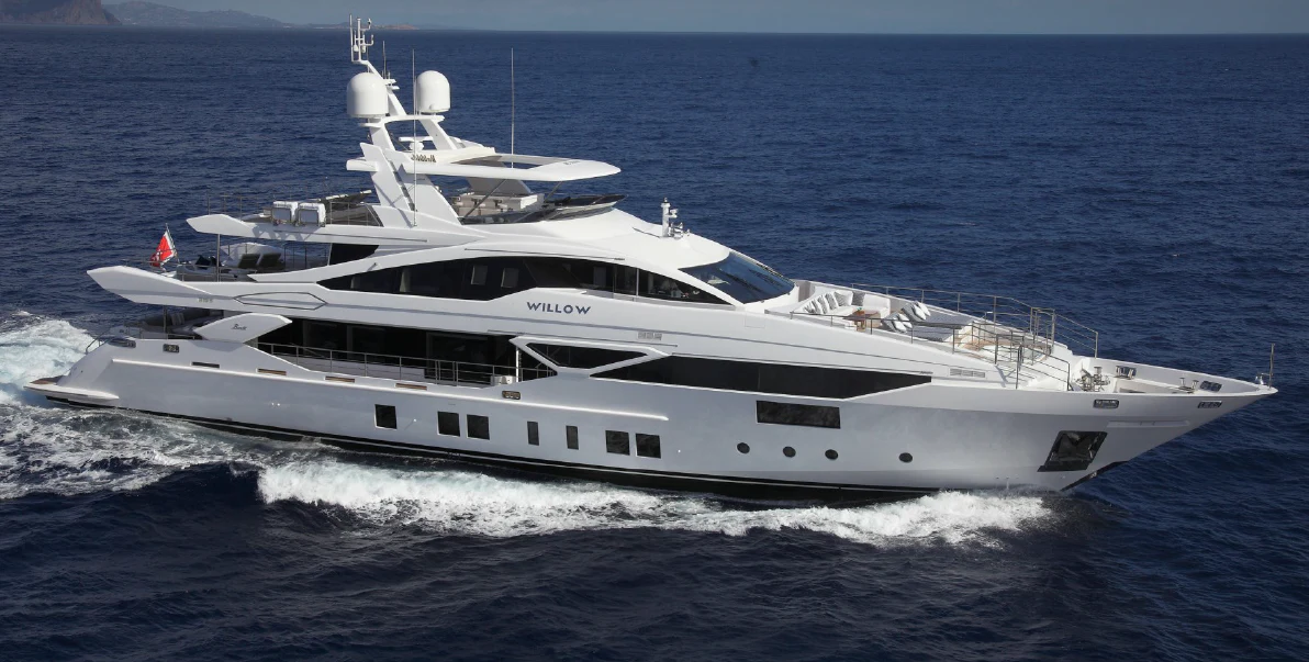 a large white yacht aboard WILLOW Yacht for Charter