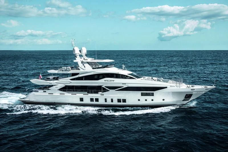 a large white yacht aboard WILLOW Yacht for Charter