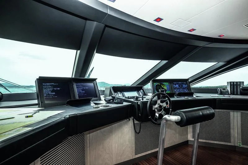 inside of a car with computers aboard WILLOW Yacht for Charter