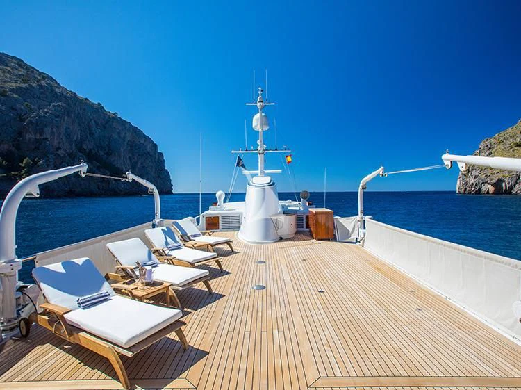 a boat on a dock aboard HEAVENLY DAZE Yacht for Sale