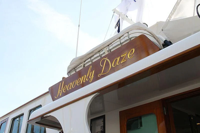 a boat on a building aboard HEAVENLY DAZE Yacht for Sale