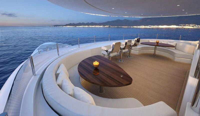 a table on a boat aboard INGOT Yacht for Sale