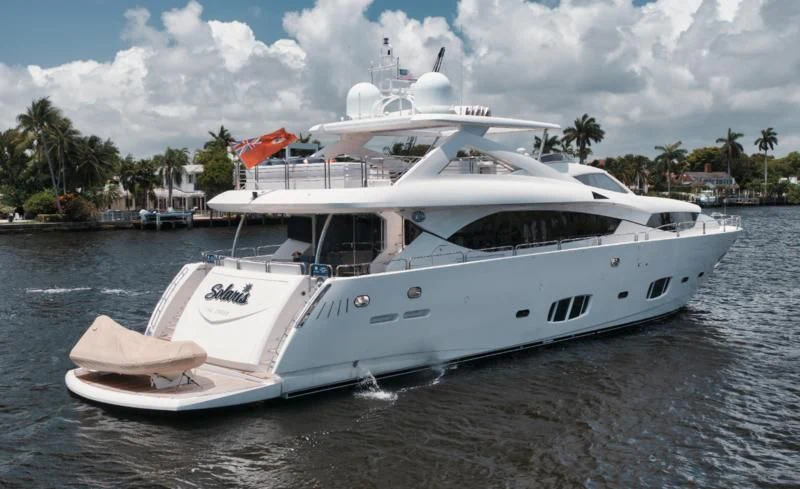 a white boat on the water aboard SOLARIS Yacht for Sale